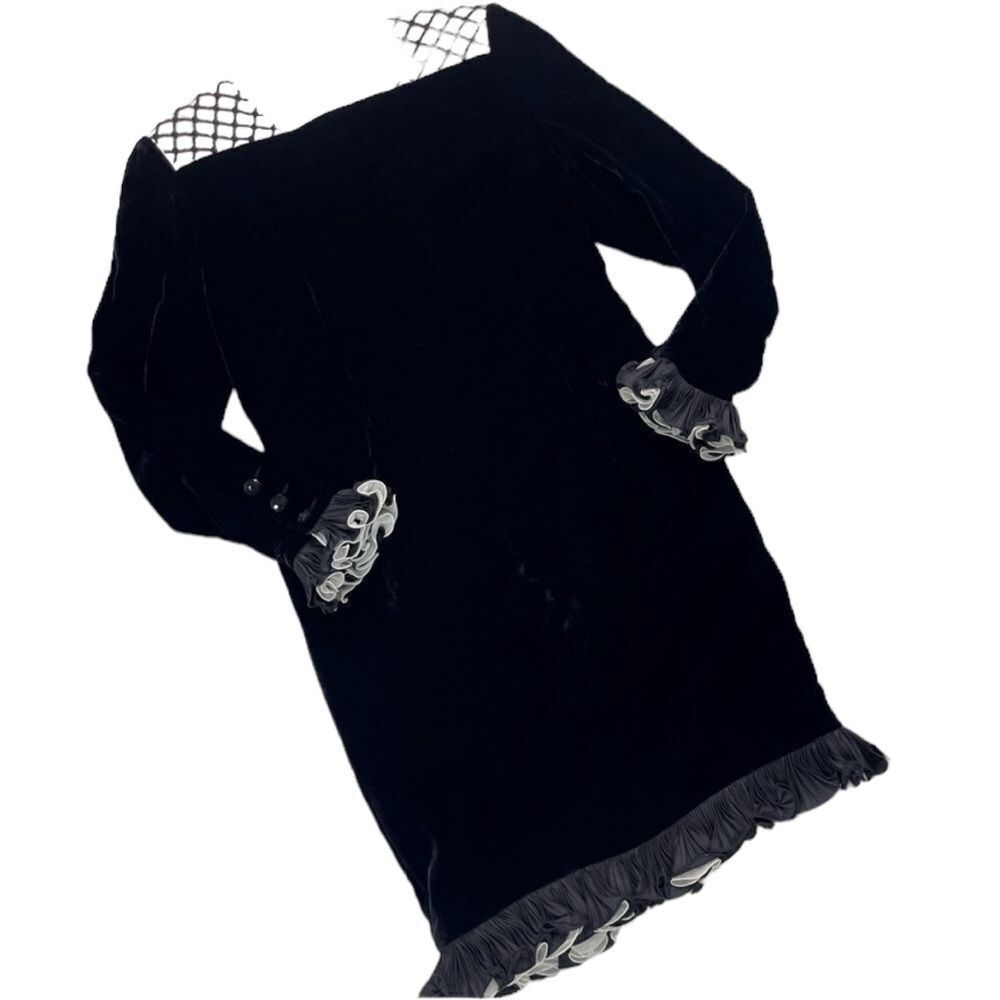 Vintage Valentino Velvet Ruffle Beaded Dress